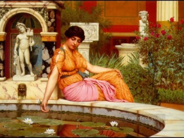 Lily Pond 1901 Dama neoclásica John William Godward Pinturas al óleo